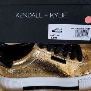 KENDALL + KYLIE "Tyler" Gold Leather Sneakers